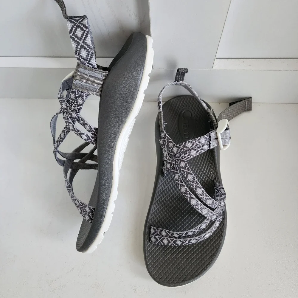 **Chaco Z/1 Ecotread Sandals Diamond Gray Strappy Hiking Shoes Kids 4 Womens 6